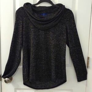 Apt 9 Plush Soft Marled Black Cowl Neck Tunic Sweater Size S